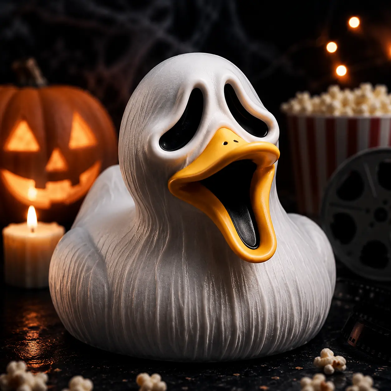 Resin Horror Duck Figurines Movie Inspired Collectible Ducks Funny Halloween Desk Decor Spooky Shelf Ornament Cute Creepy Resin Statue Gift for Horror Fans and Collectors