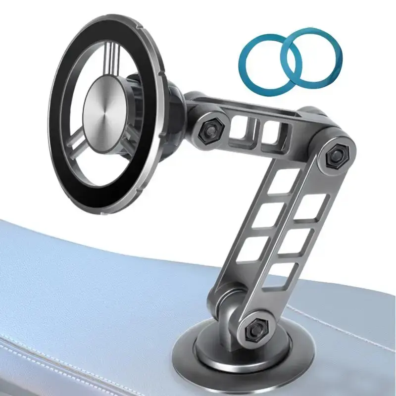 summerwins Magnetic Car Cellphone Mount - Aviation Alloy Long Arm, 360° Rotate, Adjustable Foldable, Hands-Free Phone Holder for Car Dashboard/Desk, Universal Vehicle Accessory, Includes Sheets