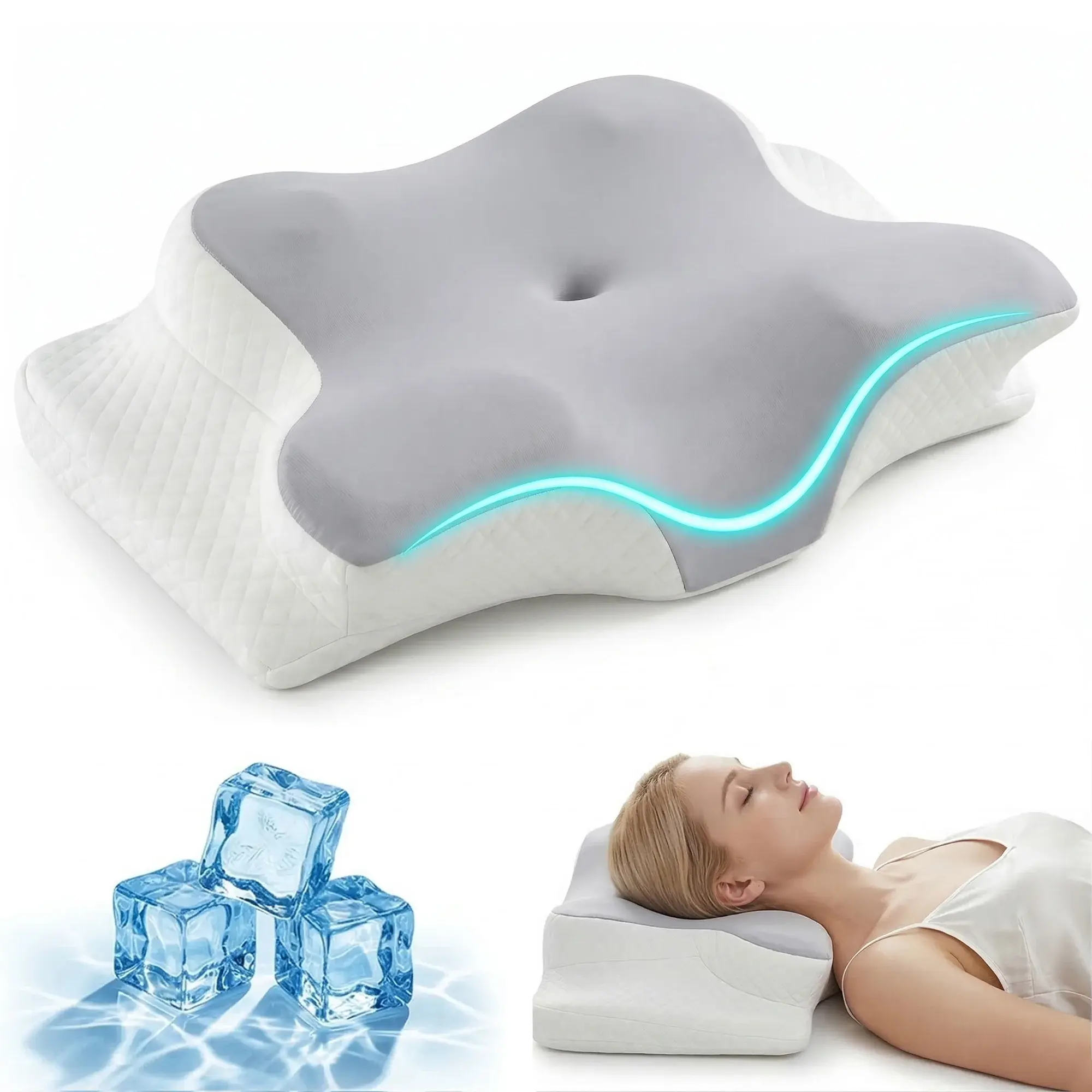 Insomnia Buster  | Soothing Fluffy Pillow – This soft, quilted pillow is fluffy and comfortable, like a cloud. It's breathable, supportive, and suitable for side, back, and stomach sleepers. This comfortable pillow can help you sleep better.trip