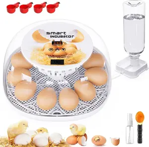 12 Egg Incubator with Automatic Turning and Temperature Control, Automatic Water Adding, LED Egg Candler, for Hatching Chickens, Duck, Quail, Goose Eggs