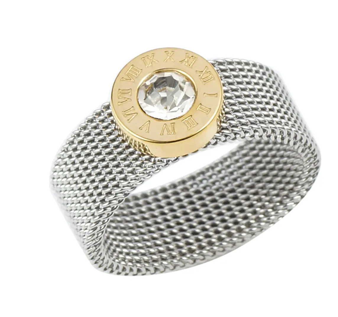 R383- Gold Color Stainless Steel Ring Roman Numeral!
