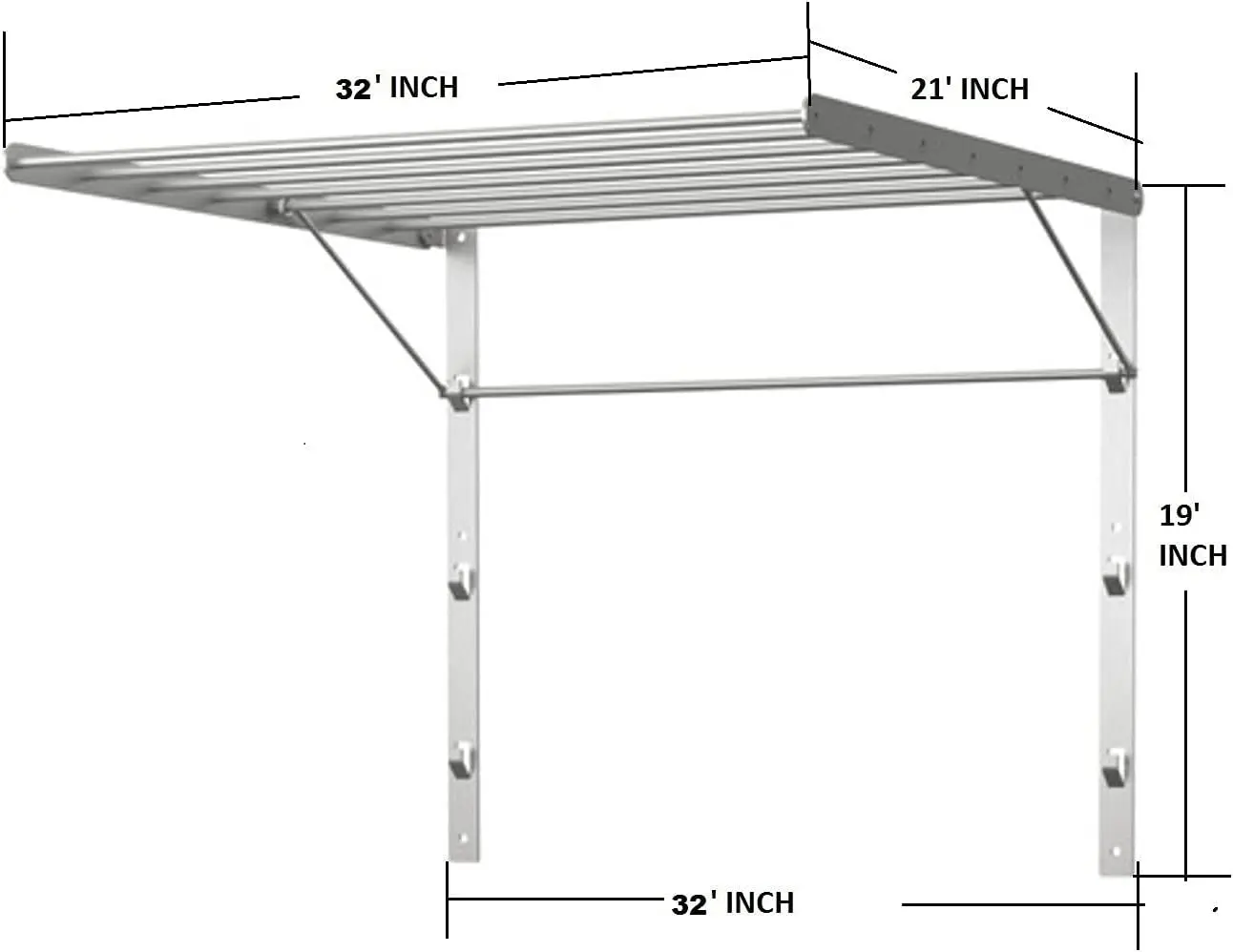 Wall Mounted Collapsible Clothes Drying Rack, Stainless Steel Space Saving Folding Accordion Laundry Dryer for Indoor & Outdoor Use (32Wx21Dx19H)
