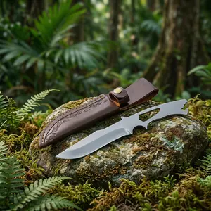 1PC, Portable multi tool, outdoor knife, straight knife, all steel material, sharp and durable, handle with hexagonal wrench and bottle lifter function, suitable for outdoor camping and household kitchen, equipped with knife cover