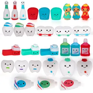 Dental Character Assortment, Set of 25, Cute Tooth Fairy Toys for Kids, Rubbery Dentist Office Giveaways for Children, Holiday Stocking Stuffers, Unique Birthday Party Favors