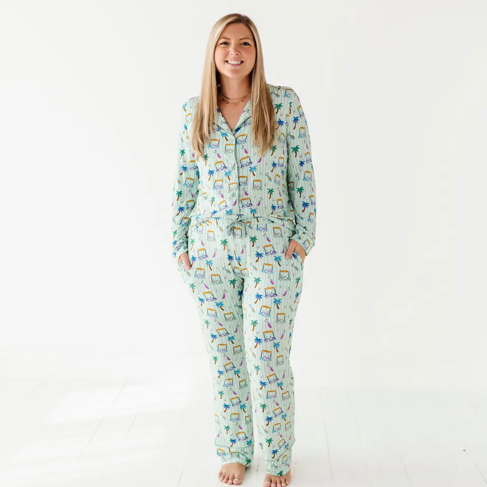 [Viscose Bamboo] Women Luxe Lounge Set | Soft Christmas Holiday 2-Piece Pyjama Set for Family Matching | Xmas Gift Womenswear Pants Pajamas Loungewear