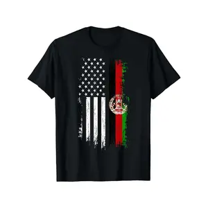 Men's Afghan American Flag T-Shirt - Stylish Black Cotton Tee with Stars & Stripes Design, Comfortable and Versatile for Summer Outings, Sports, or Patriotic Events, Perfect Gift for Fashion-Forward Guys, daily wear, Mar