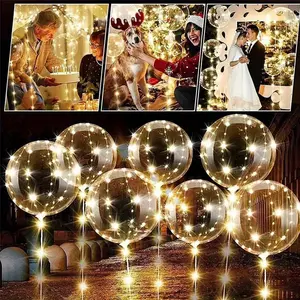 LED Bobo Balloons 10 PACKS,20 Inches Light Up Balloons Helium Style,Glow Bubble Balloon for Christmas Wedding Birthday Valentines Day Halloween Party Supplies Decorations