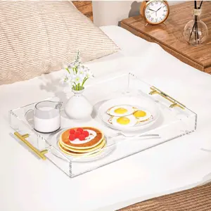 Clear Serving Tray With handle Adjustable Bedroom