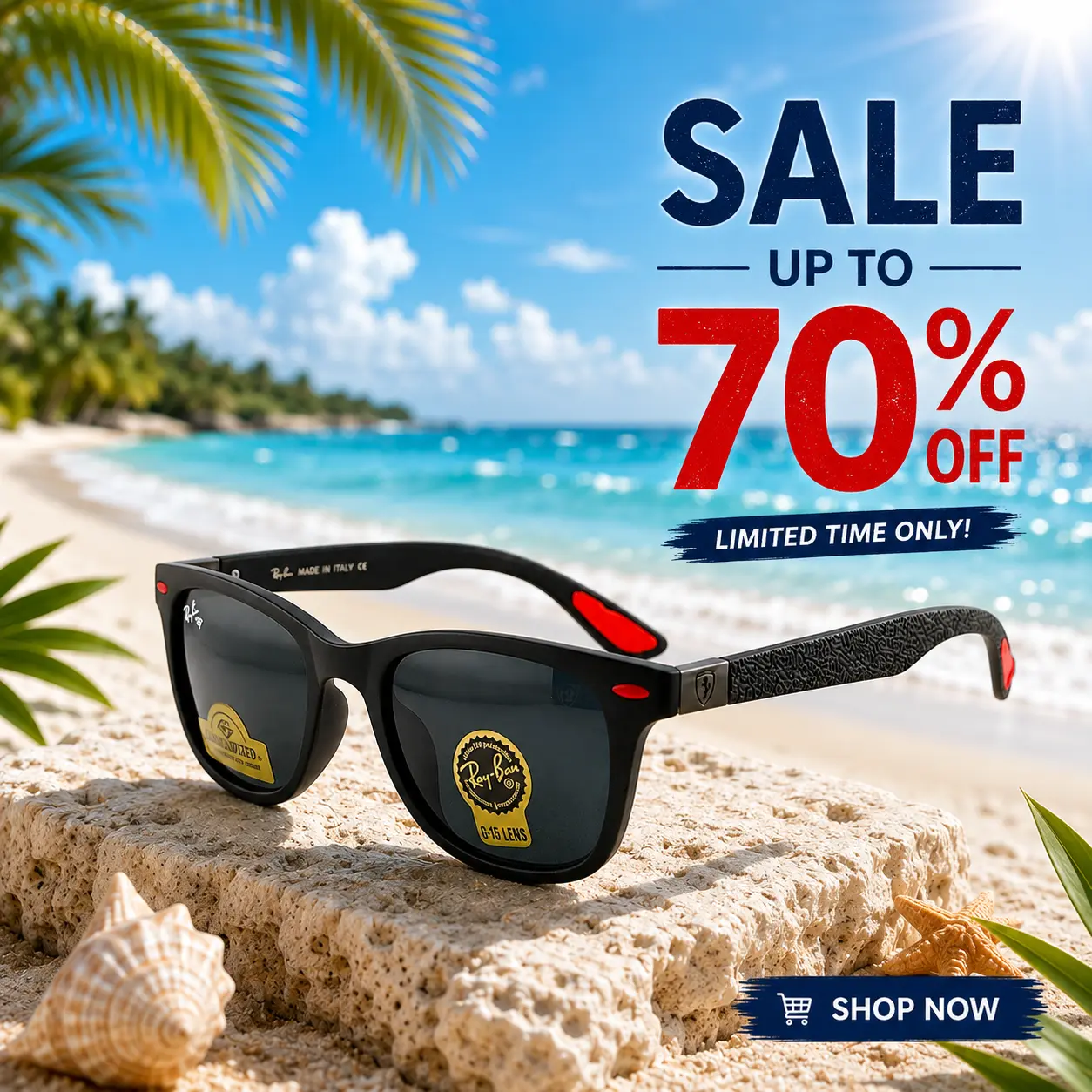 Ray-Ban Wayfarer Sunglasses for Men & Women – Shiny Black Frame with Green Lenses