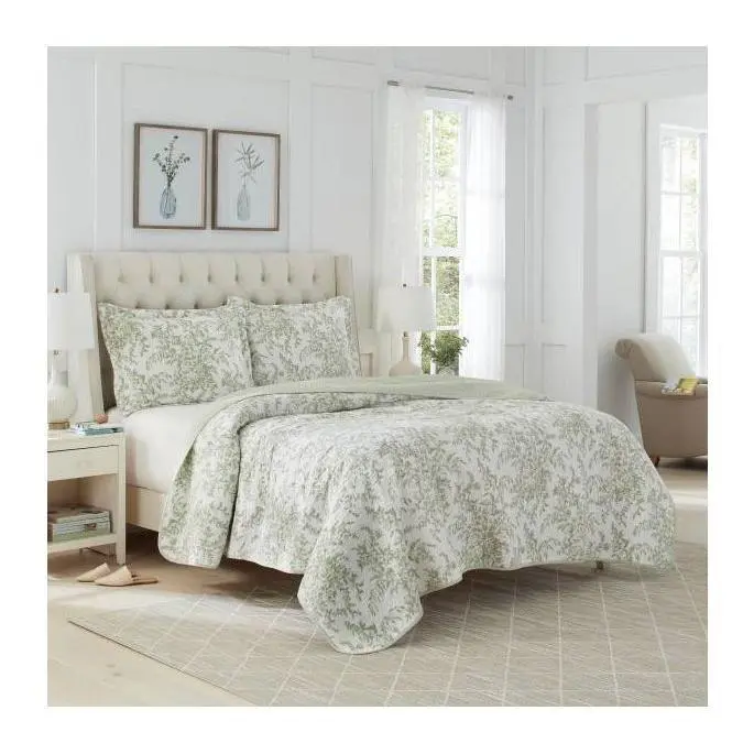 Laura Ashley Bedford Sage Twin Quilt Set