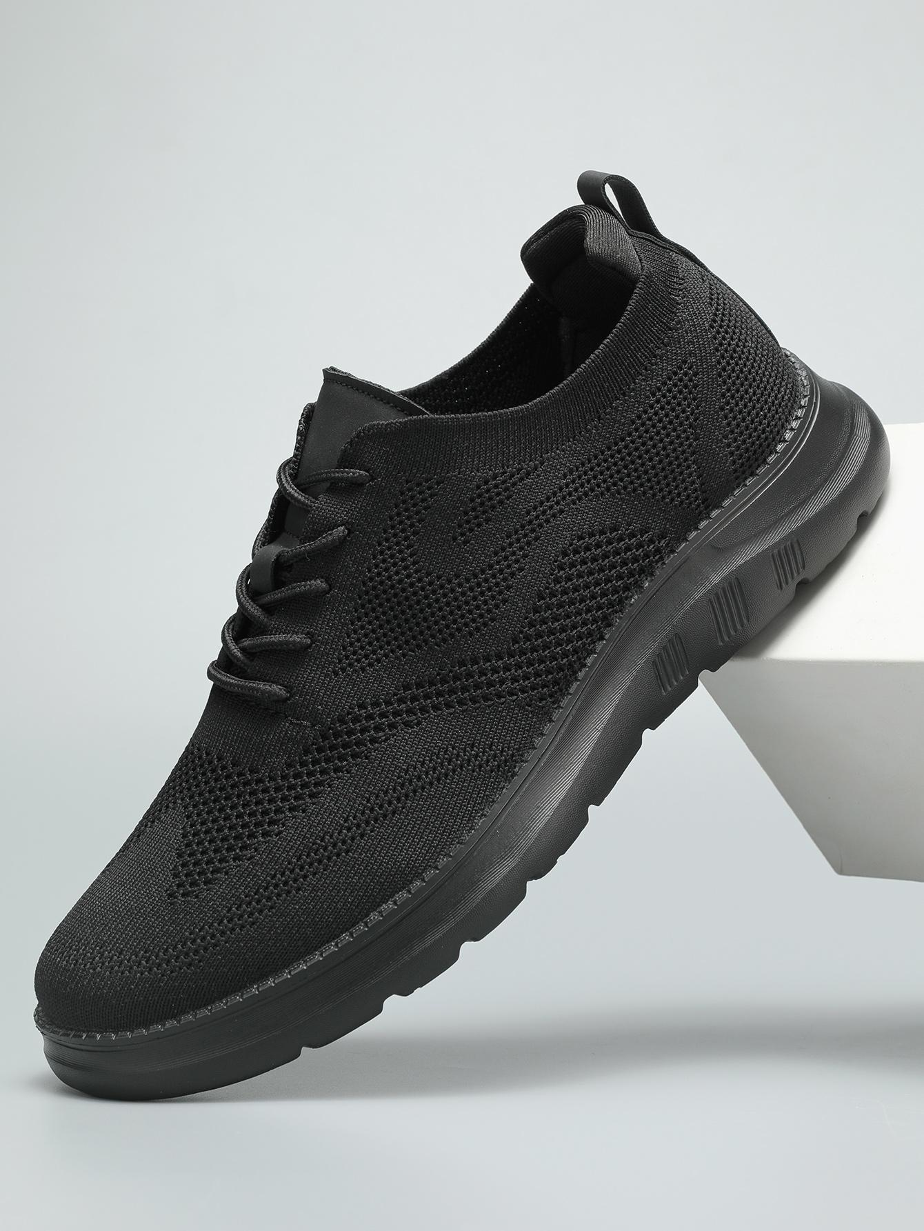 Men's Casual Mesh Breathable Solid Color Slip on Shoes, Lightweight Comfortable Sports Running Shoes,Knitted Mesh Breathable AndComfortable Platform Sneakers Closed Boy Trainer Footwear Runner Training Athletic