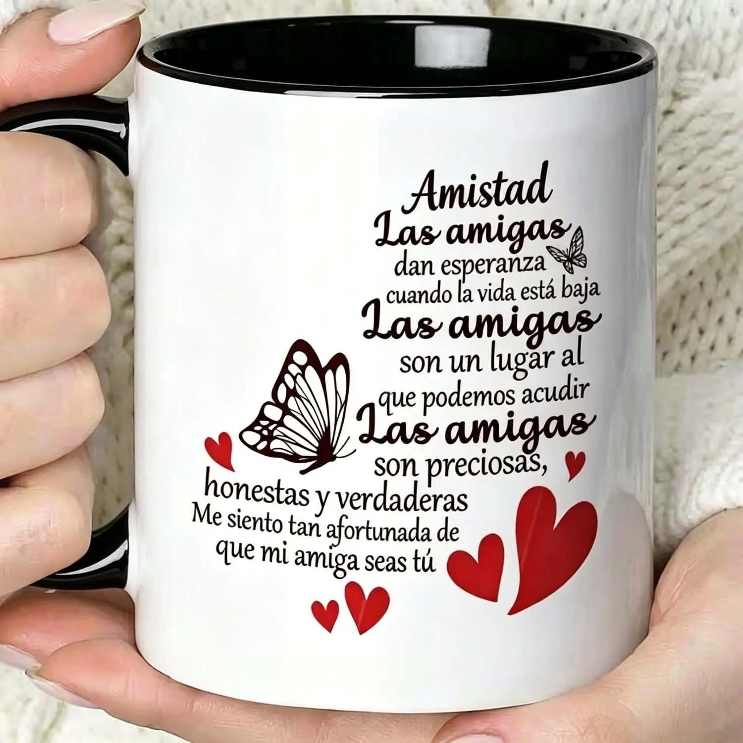 11oz Sturdy Lightweight Ceramic Mug - Single, Friendship Theme, Spanish Quote, Gift Idea, Versatile Coffee or Juice Drinkware