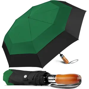 Large Compact Golf Umbrella -  Auto Open Close Folding Golf Umbrella Travel 210T Dupont Teflon Coated Vented Windproof Double Canopy for Women Men