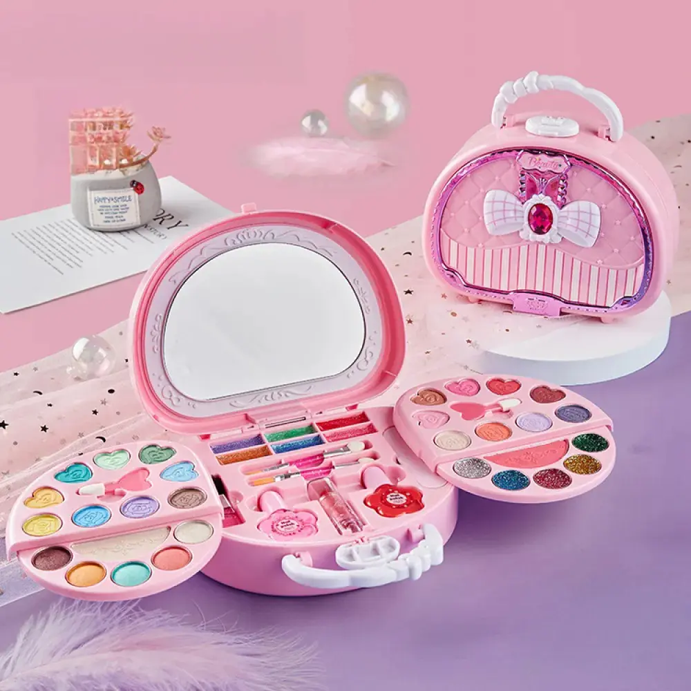 Children's Mini Makeup Bag Toy: Washable Makeup Set for Girls Ages 3–12, Includes Mirror, Safe and Non-Toxic, Role-Playing Pretend Play Birthday Gift