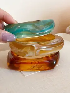 Exaggerated Geometric Bracelet Set, Daily Wear, Party, Vacation, Bohemian Style Jewelry Accessories, 3 Piece Set, Bangle Bracelet Set