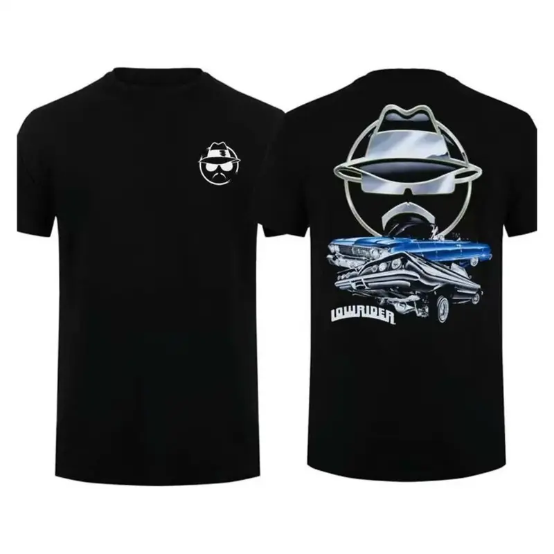 Lowrider Car Short Sleeve T-shirt, Chevy Impala Street Unisex Cotton Tee, Urban Streetwear Outfit For Retro Car Fans