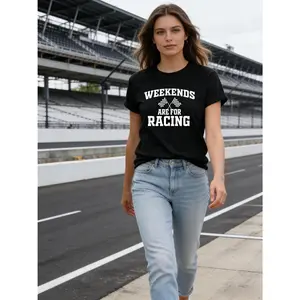 100%cotton Racing Shirt for Women Checkered Flag Graphic T-Shirts