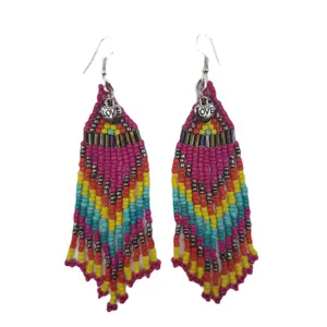 Quetzal Earrings with a random lucky charm- Handmade Ethnic Jewelry for Women