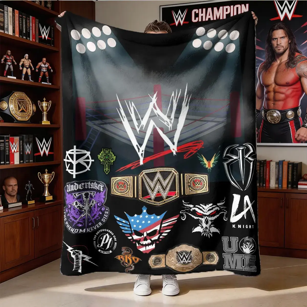 High-Weight Flannel Blanket, Soft And Cozy Comfy Blankets, Warm And Durable, Perfect Gift For WWE Fans, Home Decor Holiday Present, Decorative Giftable Blankets for Sofa Couch Bed Wrestling Fan Room