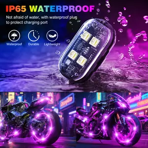RGB strobe lights, wireless flashing safety warning lights, multi-functional decorative lights, suitable for bicycles, cars, toys, etc. (includes 4 LED beads).
