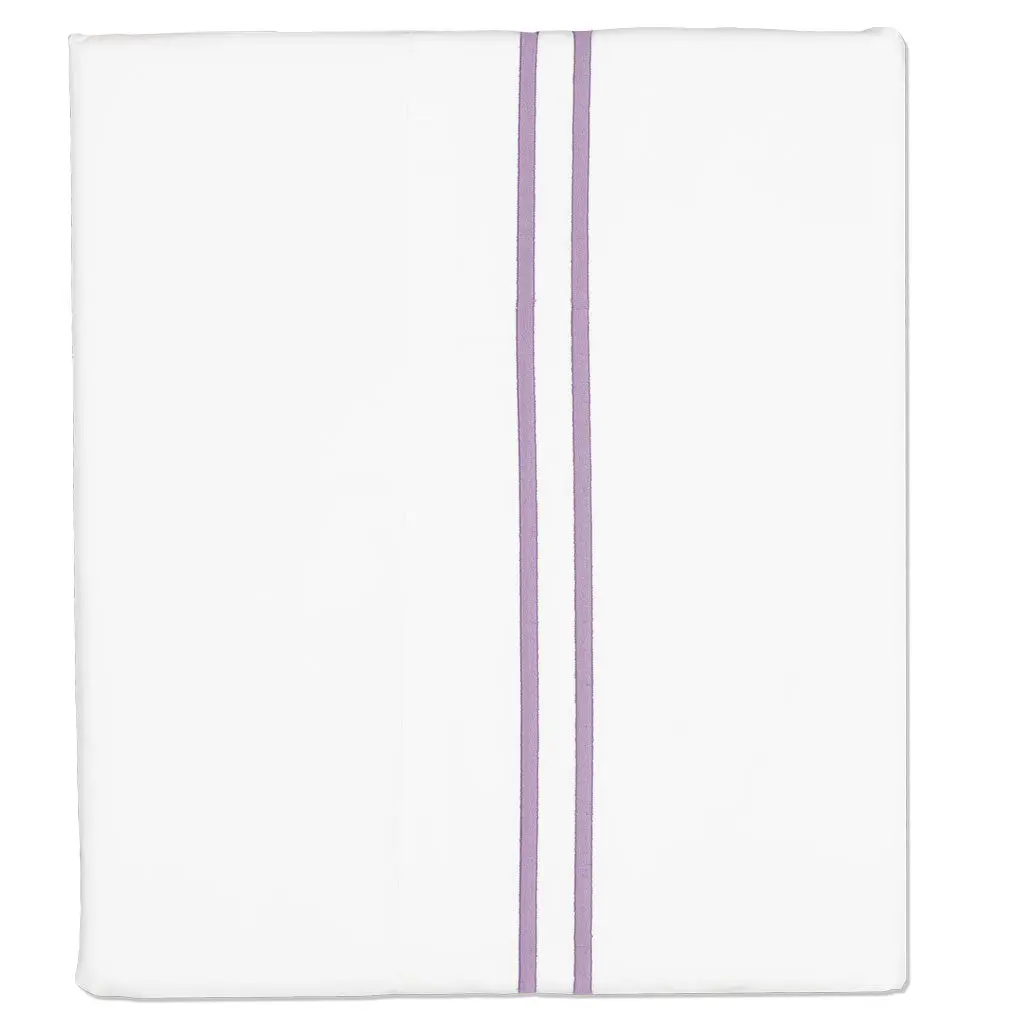 Lilac Purple Lines Embroidered Flat Sheet
