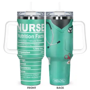 40oz Tumbler, 1pc Gift, Stainless Steel Cup, Insulated and Durable, Showcasing a Fun 'Nutrition Facts' Design for Nurses - Ideal Gift for Healthcare Professionals, Perfect for Daily Use in Hospitals or at Home