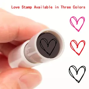 Circular Self-Inking Small Round Stamp Heart Pattern, Teacher Teaching Reward Stamps, Greeting Cards and Scrapbooks, Three Colors