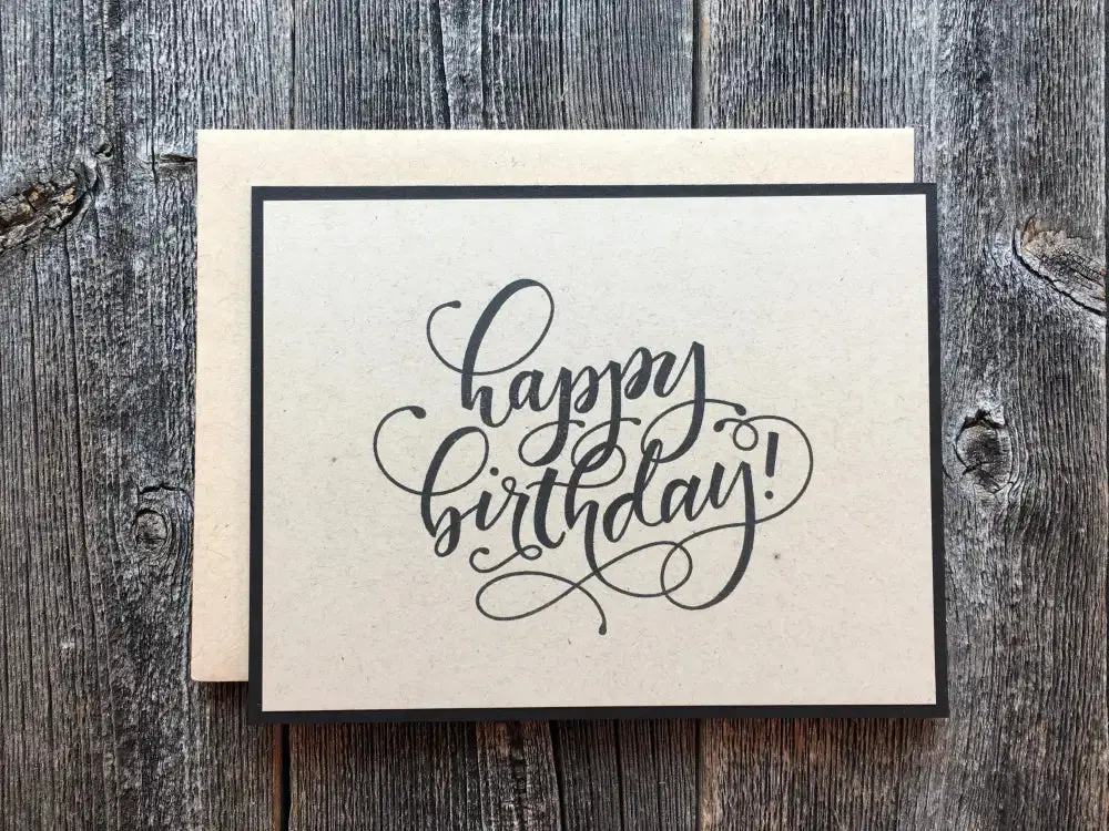 Handmade Birthday Card, Black and Kraft