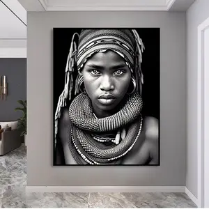 Tribal , Ethnic decoration , Artwork print , Lady art , African woman art , Black and white poster ,Unframed wall art , Printable wall art ,