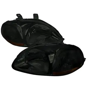 1996-1998 Honda Civic Crystal Headlights (Chrome Housing/Smoked Lens)