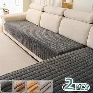 2 PCS Non Slip Sofa Covers, Removable Washable Covers, Anti-Slip Silicone Backing Couch Seat Pads, Pet Friendly Scratch Resistant Sofa Protector, Washable Quilted Couch Cushion Mat, Sofa Slipcover