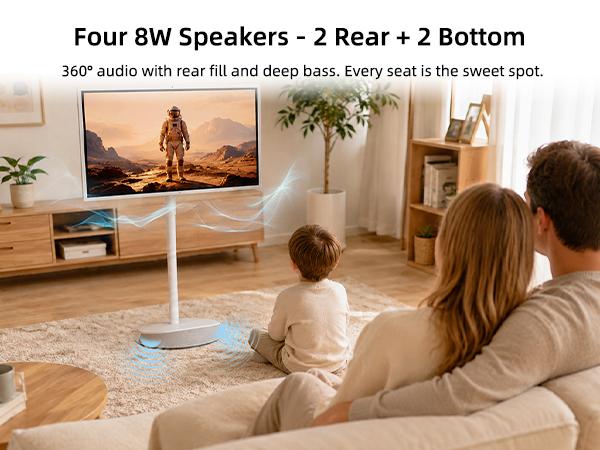 KTC MEGAPAD 32" 4K UHD Smart Portable TV, 16+256GB Android 13, Google EDLA Smart Touch Monitor with 9500mAh Battery, Built-in Camera + Dual 6W Speakers