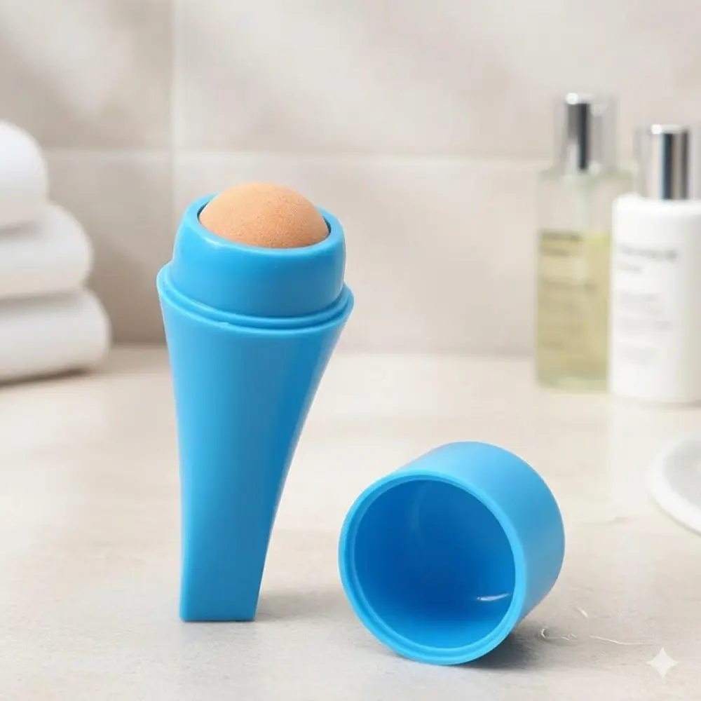 Mini Volcanic Stone Oil Absorbing Roller, Reusable Portable Face Blotting Tool for T-Zone, Natural Skincare Oil Control with Washable Hygienic Design, Anti-Slip Grip for Travel and On-the-Go Use.