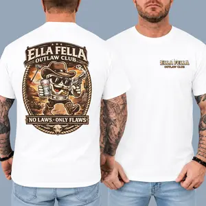 Ella Fella Outlaw Club Shirt, Whiskey Cowboy Graphic Tees, Ella Langley Fan Shirt, Country Concert T Shirt, Western Back Print T-Shirt, Country Music Lover Gift