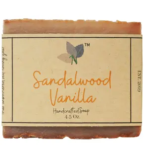 Gently Cleansing Sandalwood Vanilla Handcrafted Artisan Soap Bar For Body Care Wash