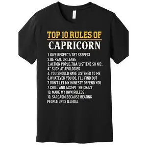 Top 10 Rules of Capricorn Print T Shirt Women Men Casual Cotton Short Sleeve Crew Neck Graphic Tee for Daily Wear Street Style Zodiac Horoscope Gift Cotton T Shirts, Casual Crew Neck Top, 1pc, Standalone Wear? 180gsm Heavyweight Cotton Tee, Breatha