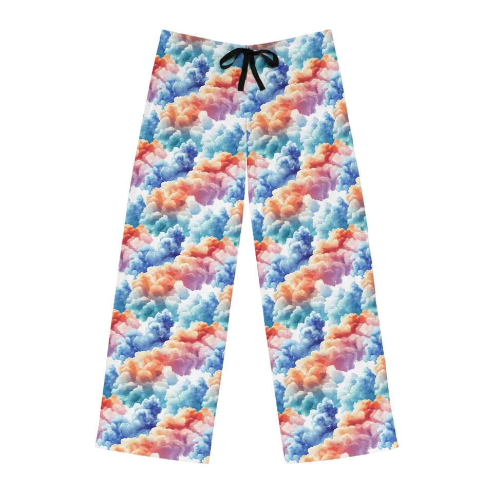 Buy Personalized Orange and Blue Clouds Lounge Pants For Men and Women - Made in USA