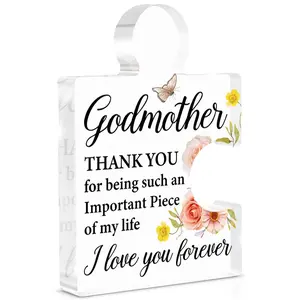 Godmother Gift from Godchild, Godmother Mothers Day Gifts for Women from Goddaughter Godson, God Mother Gifts for Birthday Christmas Acrylic Puzzle Piece Plaque Desk Decorations for Home Decor
