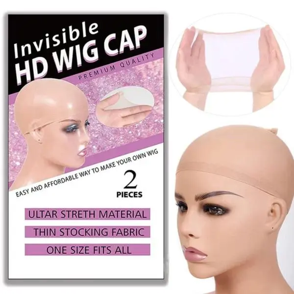 2 Pieces (1 Pack) HD Wig Caps Super Soft and Breathable Bald HD Wig Cap Invisible Wig Cap