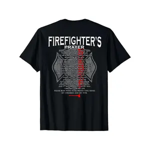 Firefighter'S Prayer T-Shirt - Thin Red Line Design |     % Breathable & Comfortable Crew Neck, Machine Washable, Black, Perfect Firefighter Gift, Same Style for Men and Women,  Summer Short-Sleeved Printed T-Shirt, G