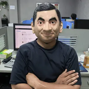PATYGR Mr Bean Mask Halloween Movie Cosplay Party Realistic Funny Character Head Cover for Prank Collectible Stage Performance Costumes Props