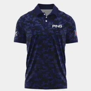 Golf 2024 PGA Championship Ping Polo Shirt Blue Camouflage Pattern Sport All Over Print Polo Shirt For Men