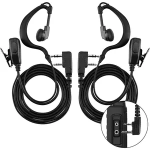 2-Pack Two-Way Radio Earpiece with Mic, K-Type 2-Pin Ear Hooks Walkie Talkie Headset Compatible with Kenwood, , Retevis, Pxton, Wouxun Walkie Talkies
