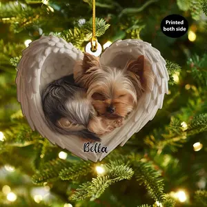 Personalized Yorkshire Terrier Dog Angel Acrylic Ornament Temp, Christmas Tree Decoration, Decor Home, 2D Flat