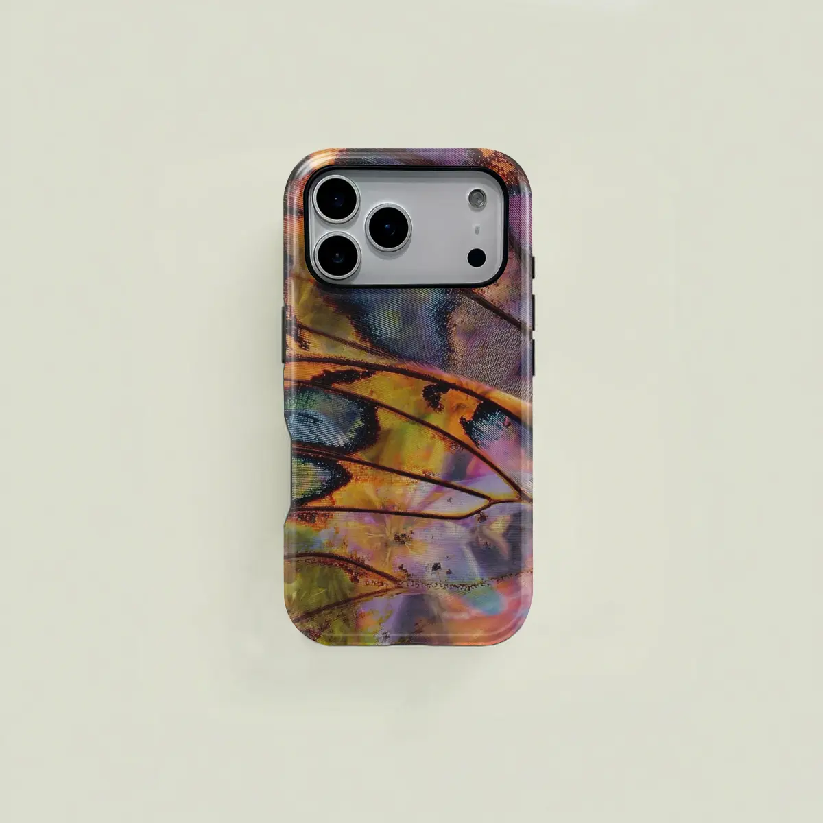 Colorful iridescent abstract butterfly wing pattern protective case, sturdy and durable 2-in-1 case, compatible with iPhone 17/16/15/14/13/12/11 Pro Max/Plus/Pro, Samsung Galaxy S26/S25/S24/S23 Ultra series, simple and stylish phone case.