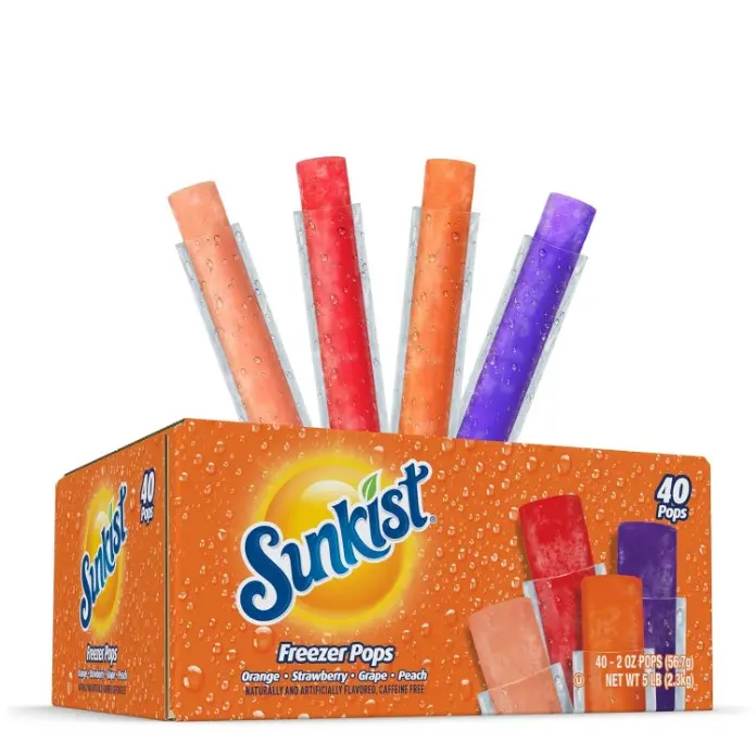 Sunkist Freezer Pops Variety Pack, Fruit Flavored Ice Pops, 40 Count