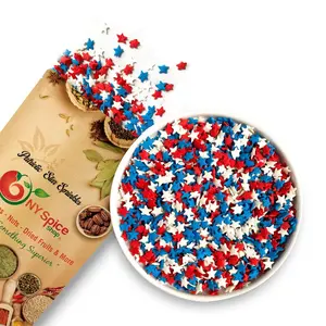 NY Spice Shop Edible Patriotic Star Sprinkles - Bulk Red White Blue Cupcake Sprinkles -Icecream and Dessert Topping Sprinkles - Christmas Baking Decor