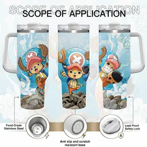 [One Piece] Tony Tony Chopper V2 “Cotton Candy Lover” Straw Hat Doctor 20oz & 40oz Tumbler With Handle – Anime Gaming Style Stainless Steel Cup, Insulated Iced Coffee Travel Mug, Gift For Otaku & Anime Fans