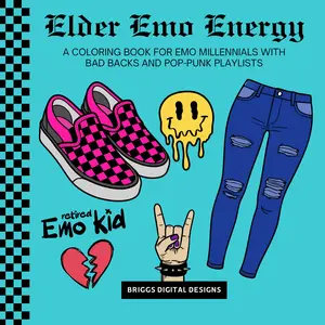 Elder Emo Energy Coloring Book – Adult Coloring Book for Stress Relief, Nostalgia & Creative Relaxation Pop Punk Emo Culture