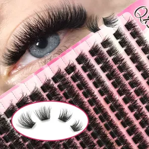 156 Clusters DIY Lash Set, Fluffy False Eyelashes, D Curl 8-16mm Mixed Length Fluffy Volume Individual Cluster Lashes, Superfine Band & Sturdy Durable Reusable Eyelash Extensions, Beginner-Friendly & Easy To Apply, Travel Essential Makeup